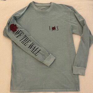 Vans Sage Green Long Sleeve Tee with Rose Detail